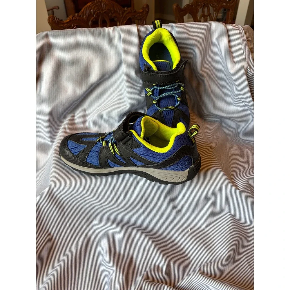Merrell Ridge Trek Kids Hiking Shoes Blue Black Neon Yellow MF25AA3 Size 5W